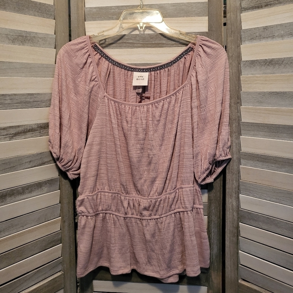Women's Raglan Short Sleeve Textured Top | Knox Rose | Medium